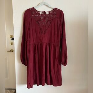 Burgundy American Eagle Crochet Lace Medium Dress
